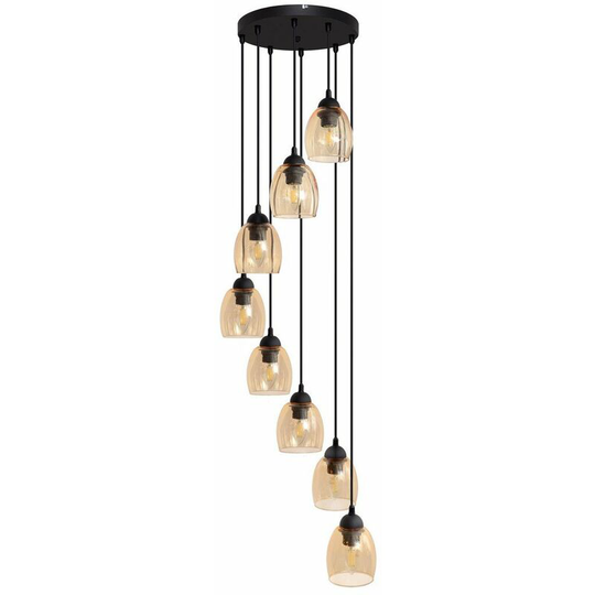 Helam Brillant Cluster Pendant Ceiling Light Black, Amber 35cm