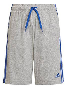 adidas Essentials Kids Boys 3 Stripe Shorts - Light Grey, Light Grey, Size 3-4 Years