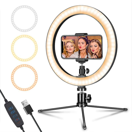 Thsinde - Led Ring Light 10' With Tripod Stand & Phone Holder For Live Streaming & Youtube Video