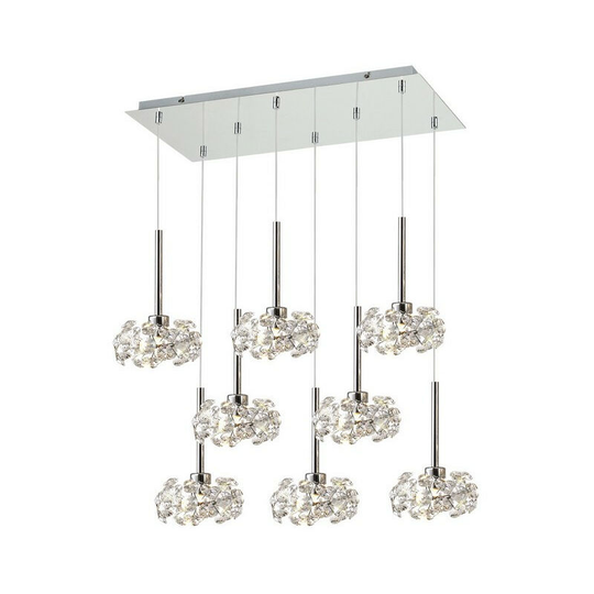 Luminosa Lighting - Luminosa , 8 Light G9 2m Rectangle Multiple Pendant With Polished Chrome And Crystal Shade