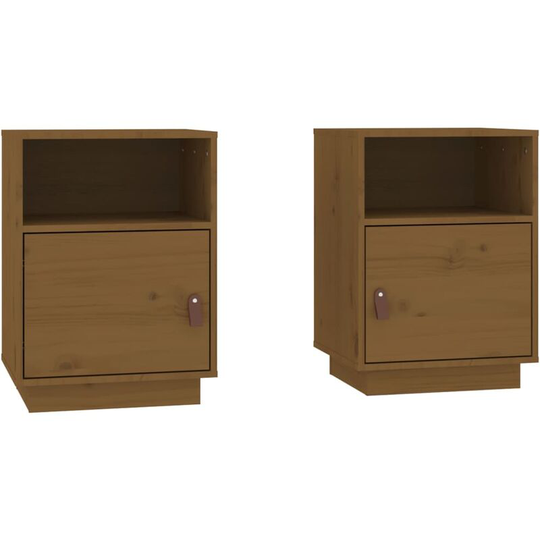Bedside Cabinets 2 pcs Honey Brown 40x34x55 cm Solid Wood Pine Vidaxl Brown