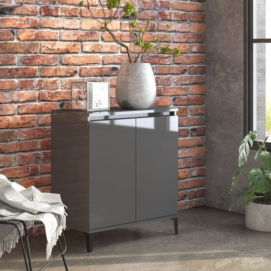 Sideboard High Gloss Grey 60x35x70 cm Chipboard