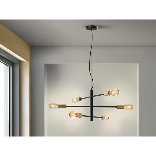 Schuller Soho - 6 Light Multi Arm Ceiling Pendant Black, E27