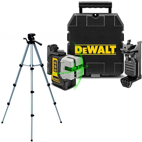 DW089CG 3 Beam 3 Way Self Levelling Multi Line Laser IP54 Green + Tripod - Dewalt