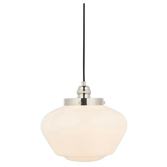 Merano Finale Pendant Ceiling Light Bright Nickel Plate & Opal Glass