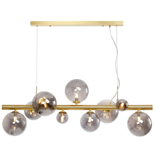 Luminosa Lighting - Luminosa Marshall Linear Ceiling Pendant, 9 Light G9, Satin Gold, Smoke Plated Glass
