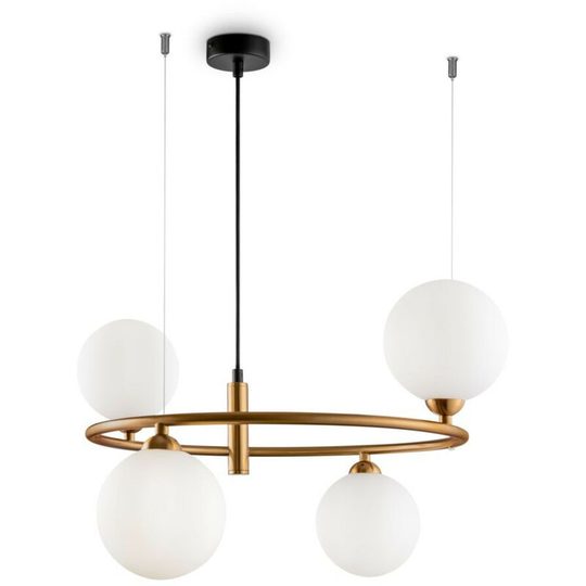 Maytoni Lighting - Maytoni Modern - Ring Modern Ring 4 Light Globe Brass Pendant Ceiling Light Glass Shade