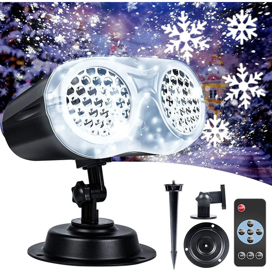 Indoor and Outdoor Snow Projector Snowflake Projector Lighting IP65 Waterproof Decorative Lamp for Garden, Home, Wedding, Evening, Christmas, Parties