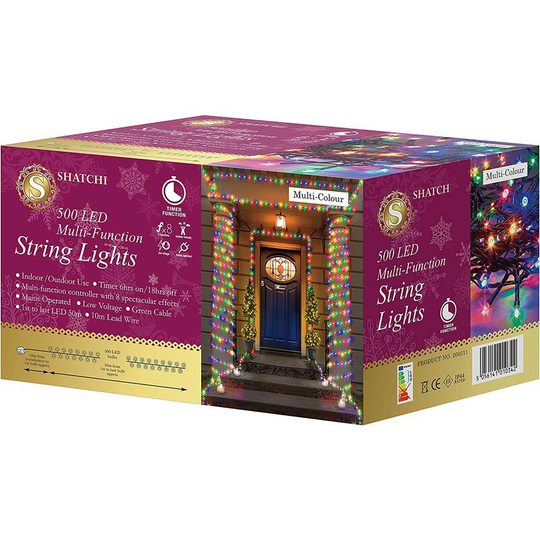 500 Multicolour LEDs Multifunction Timer Outdoor String Fairy Lights 50M - Multicolour