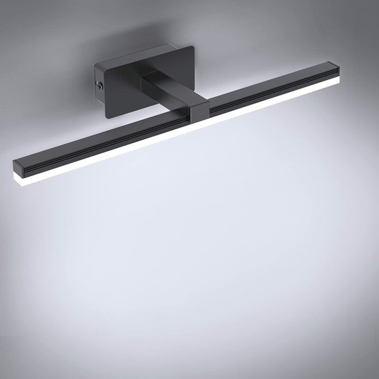 Aougo - 9W led Mirror Light, 6000K Cold White Bathroom Mirror Light 40cm Mirror Front Light 720LM Bathroom Cabinet Lights Black Led Mirror Wall Light