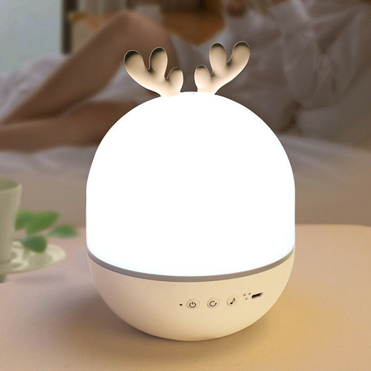 Aougo - Kids Night Light Projector Star Lamp, 360°Rotating Music Night Light + Timer + Remote Control + 6 Colors, Rechargeable led Night Light Starry