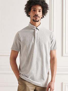 Superdry Studios Jersey Polo Shirt - Light Grey, Light Grey, Size S, Men