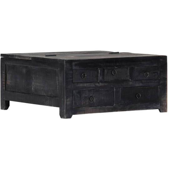 Coffee Table Black 65x65x30 cm Solid Mango Wood VDTD13834 - Topdeal