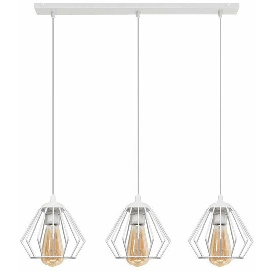 Helam Agat Straight Bar Pendant Ceiling Light White 65cm
