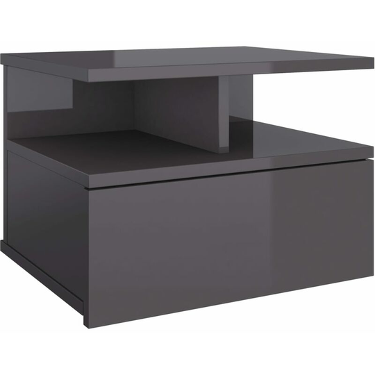 Floating Nightstand High Gloss Grey 40x31x27 cm Engineered Wood Vidaxl Grey