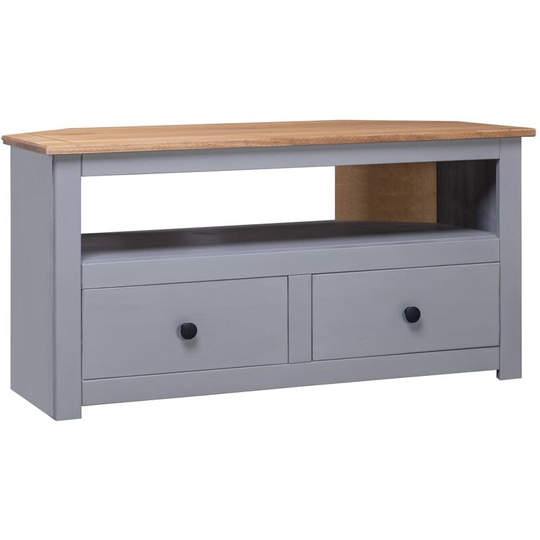 Devenirriche - Corner tv Cabinet Grey 93x49x49 cm Solid Pine Panama Range - Grey