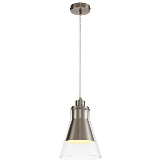 Ceiling Dome Pendant, 1 x E27, Satin Nickel, Clear Glass - Luminosa Lighting