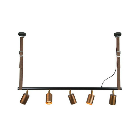 Larissa Lighting - Larissa Kofinou Line Bar Light 5 Light Black Metal Copper Rusty