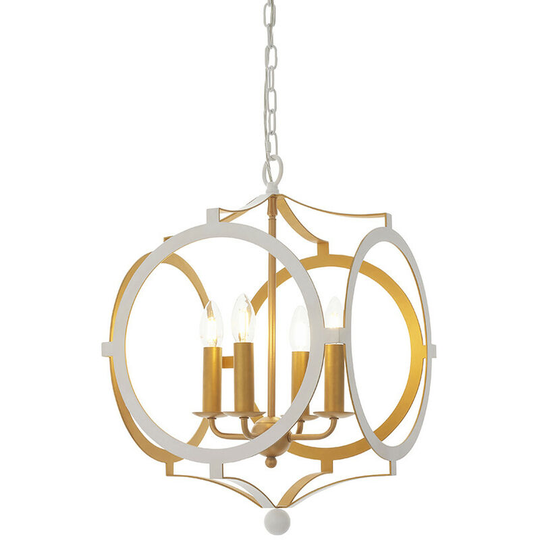 Merano Lighting - Merano Vicenza 4 Light Ceiling Pendant Matt White & Gold Paint