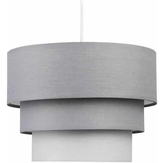 First Choice Lighting - Grey Ombre 3 Tier Ceiling Light Shade - Ombre grey cotton