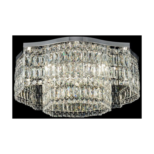 Dune Flush Ceiling Lamp Chrome, 10 Light, E14