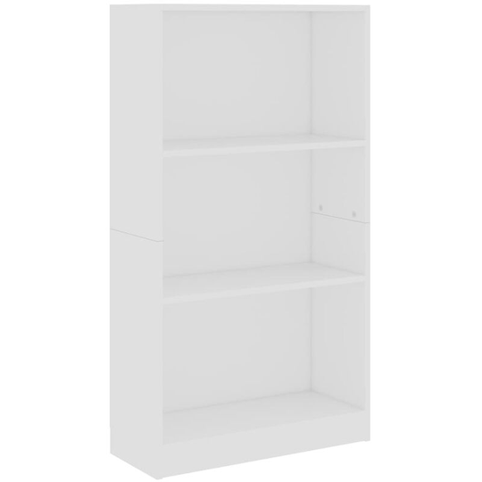 3-Tier Book Cabinet White 60x24x109 cm Engineered Wood Vidaxl White