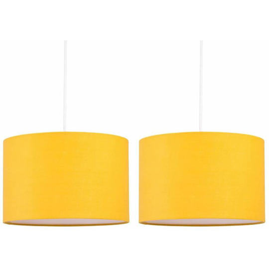 Set of 2 Ochre 25cm Ceiling Light Shades - Ochre cotton