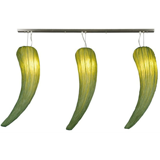 Linea Verdace Hot Spicy Straight Bar Pendant Ceiling Light Green Silk