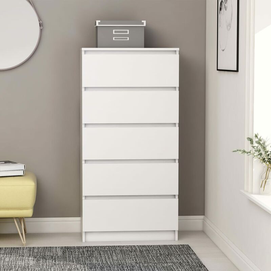 Topdeal - Drawer Sideboard White 60x35x121 cm Chipboard FF801409_UK