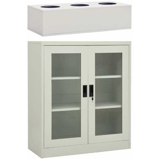 Office Cabinet with Planter Box Light Grey 90x40x128 cm Steel Vidaxl Grey