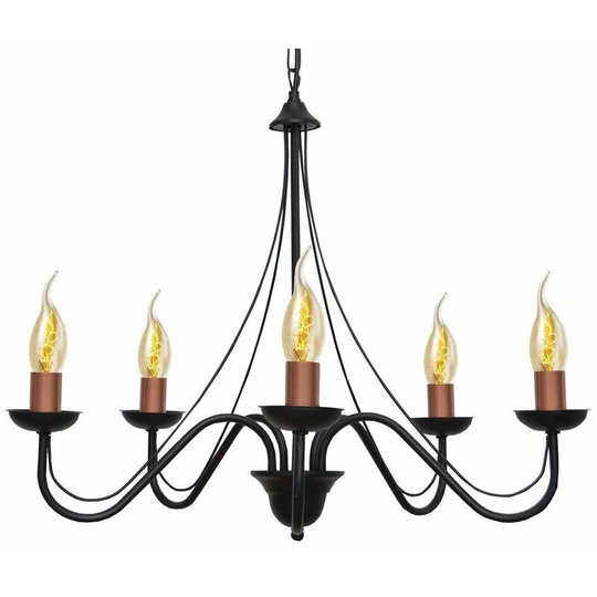 Helam Malbo Multi Arm Pendant Ceiling Light Black, Copper 60cm