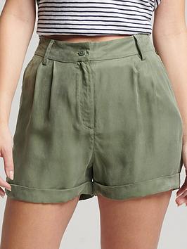 Superdry Studios Cupro Short - Green, Green, Size 10, Women