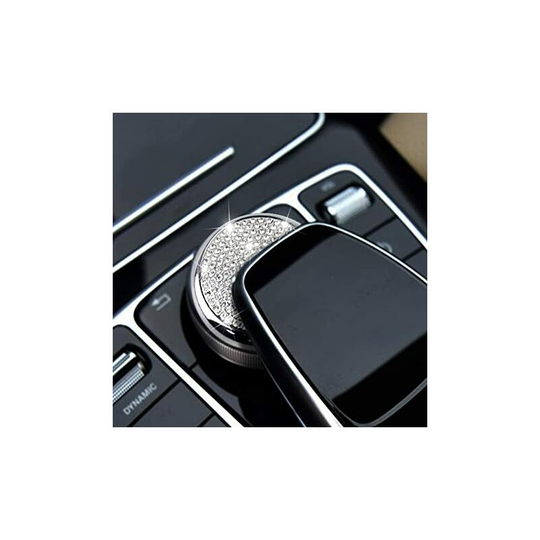 Ilovemilan - Car Media Knob Cover Caps Bling Center Console Multimedia Knob Covers Auto Interior Bling Accessories Metal Stickers for 2016 2017 2018