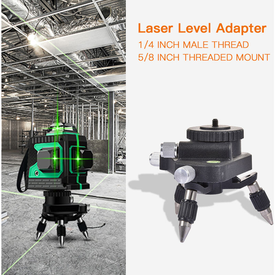 Laser Level Adapter, Base 360 Rotation Adjustment Bracket for 1/4 or 5/8 inch Interface Measurement Tripod Connector, Threaded Mount, KAIWEETS