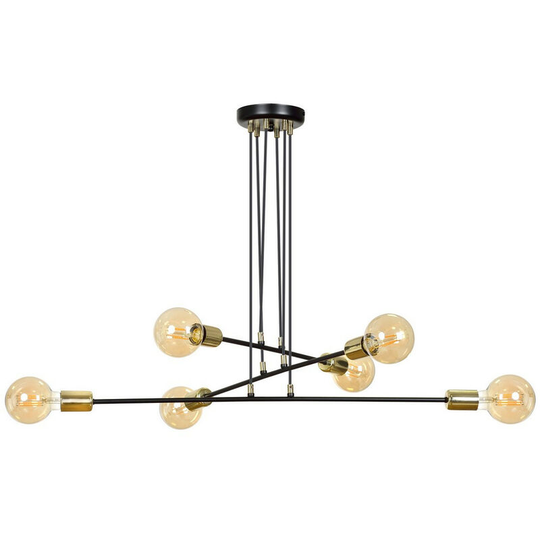 Emibig Lighting - Emibig Vesio Black Multi Arm Pendant Ceiling Light 6x E27