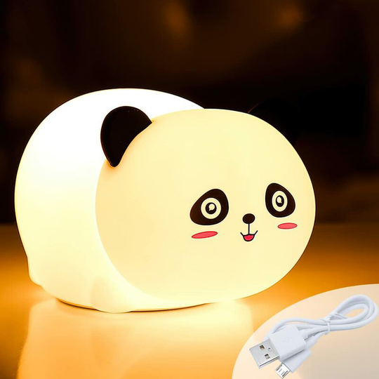 Aougo - Panda Night Light, Panda Lamp, Baby Room Night Light, Soft Touch Silicone Night Light, usb Rechargeable Child Baby Night Light, Colorful Baby