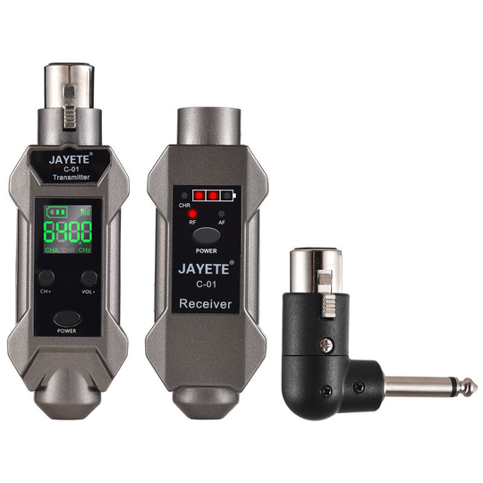 Jayete - C-01 uhf Professional Wired to Wireless Microphone Converter Micphone Transmitter & Receiver 500~980MHz Receiving Transmission Compatible