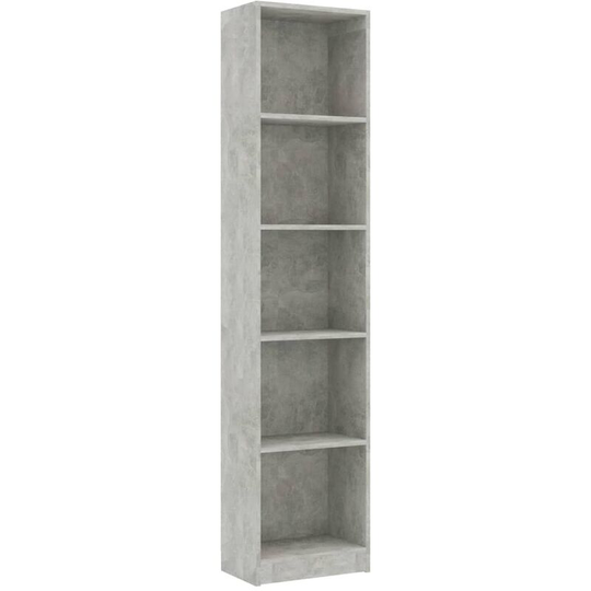 5-Tier Book Cabinet Concrete Grey 40x24x175 cm Engineered Wood Vidaxl Grey