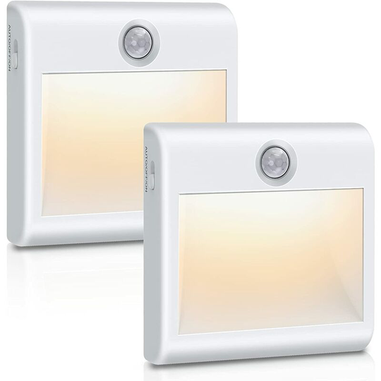 Aougo - led Night Light [2 Pack], Indoor Motion Sensor Light, Battery Powered Warm White Magnetic Adhesive Closet Light for Hallway, Staircase,