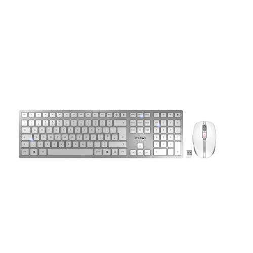 CHERRY DW 9100 SLIM keyboard Mouse included RF Wireless + Bluetooth QWERTY UK English Silver