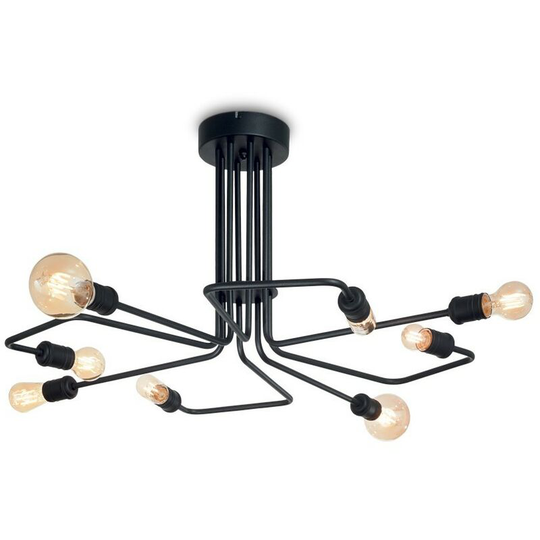 Ideal Lux triumph - Indoor Mutli Arm 8 Lights Ceiling Lamp Black, E27