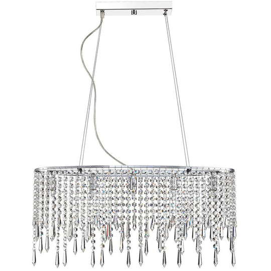 Spring Contemporary Pendant Ceiling 5 Light Chrome, Crystal