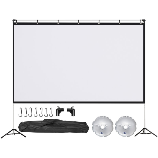 Projector Screen 100 inch Portable 16:9 Projection Screen Indoor Outdoor - White - Homcom