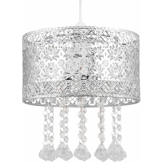 Chrome Cut Out Jewelled Easy Fit Light Shade - Polished chrome plate with clear acrylic detail