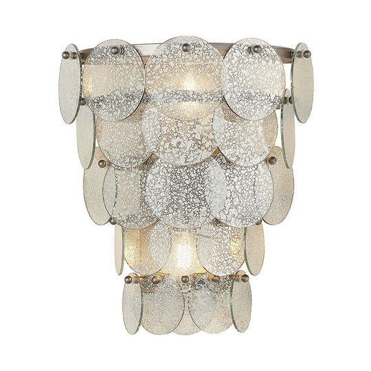 Merano Trapani 2 Light Wall Lamp Antique Silver Paint & Mercury Glass