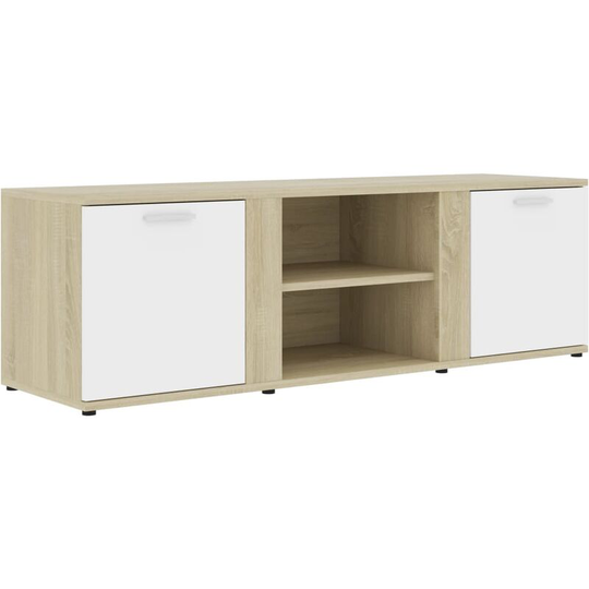 Tv Cabinet White and Sonoma Oak 120x34x37 cm Engineered Wood Vidaxl White