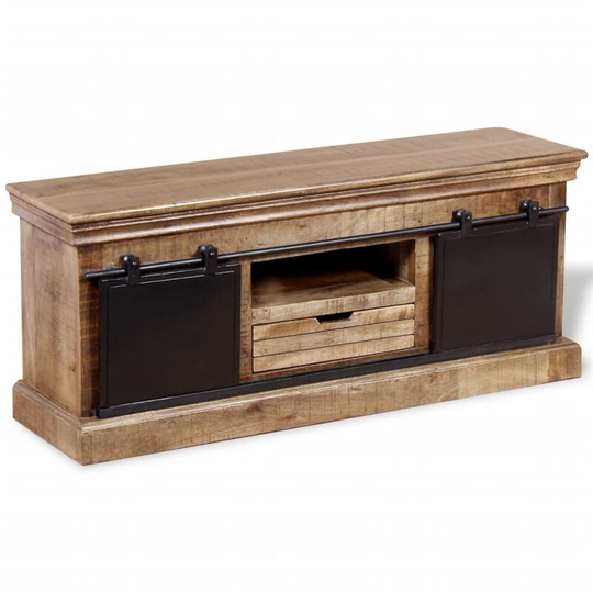 Vidaxl - tv Cabinet with 2 Sliding Doors Solid Mango Wood 110x30x45 cm Multicolour