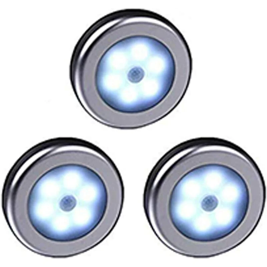 Aougo - x Wireless Motion Sensor led Lights for Closet, Stairs, Hallway, Kitchen, Bedroom (3pcs) (Silver Shell (White Light)
