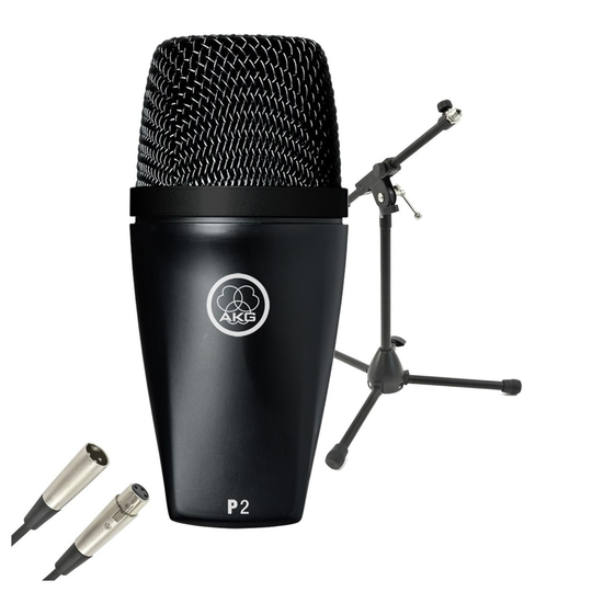 AKG P2 Dynamic Microphone for Bass Instruments With Stand & Cable