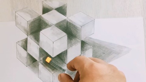 i) PERSPEKTF KURALLARLA RENKL ve KARAKALEM 3 BOYUTLU ZM